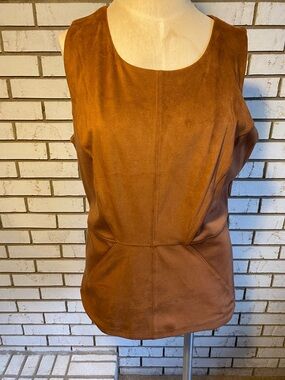 INC International Concepts Rust Suede-Look Sleeveless Shell Top